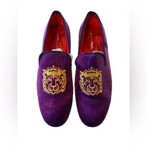Elanroman Men's Purple Lion Loafer Dress Shoes Size 41 or 8-8.5 US